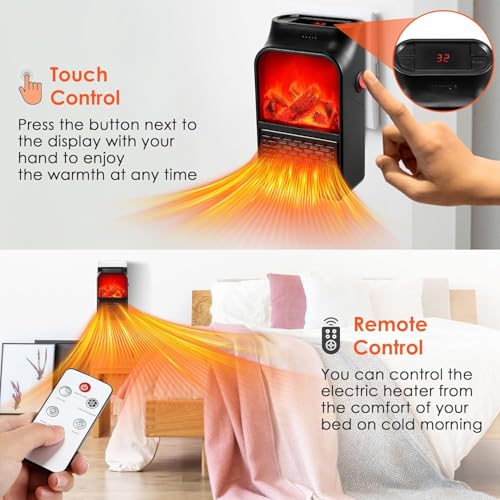 Image of OWME 500W Wall-Mounted Electric Convector Heater - Fast Heating, Silent Infrared Panel Stove with Fan | Digital Display, Safe, Compact & Energy-Saving for, Bedroom, Office - THERMO