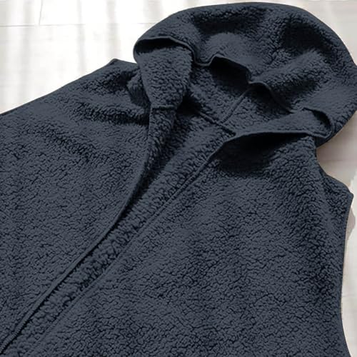 Women Fleece Long Vest with Pockets Winter Sleeveless Fuzzy Jacket Warm Hooded Sherpa Cardigan Plush Outwear Jackets4