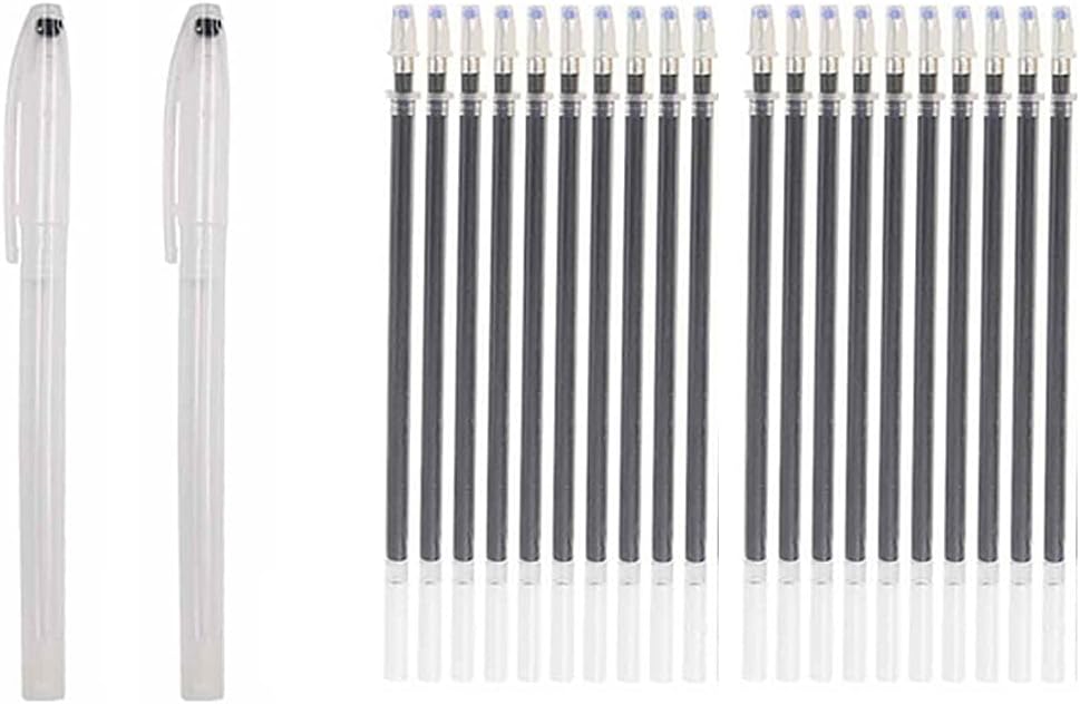 TopHomer 2 x Heat Erasable Fabric Marker Pens Black Heat Disappearing Pen with 20 Refills for Leather, Fabric, Quilting, Tailoring