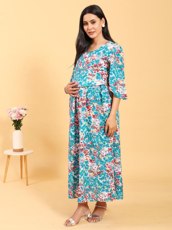 Image of RITIJYA Zipless Feeding Kurta Dress for Women | Maternity Nursing Kurti, No-Zip Easy Access | Extra Pleats Pre to Post Pregnancy | Quick-Dry Fabric | S-4XL