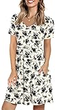 Anymeet 2023 Womens Summer Tshirt Dress Short Sleeve Casual Dresses Beach Sun Dress with Pockets Plu