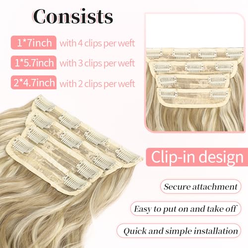 Image of KooKaStyle Wavy Thick Clip in Hair Extensions 20 inch Beach Blonde