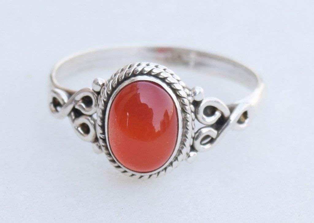 Avicrafts Carnelian Stone Ring 925 Sterling Silver Statement Ring For Women Handmade Gemstone Christmas Jewellery Gift For Her - Image 2
