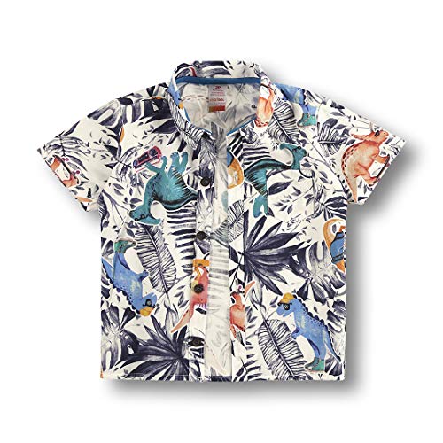 Camiseta Dino Jungle, Marisol, Meninos, Branca/Salmão, 6