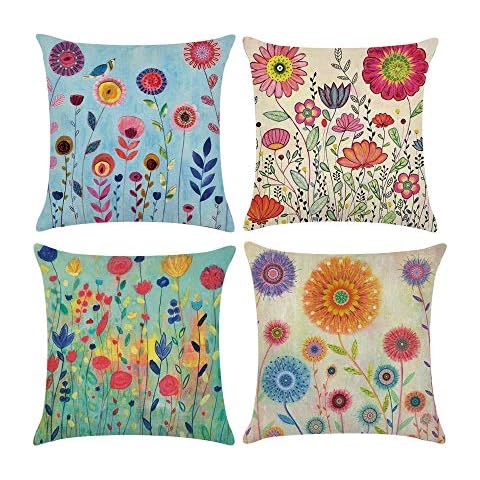 COWORK Colourful Flowers Cushion Covers Set Cover