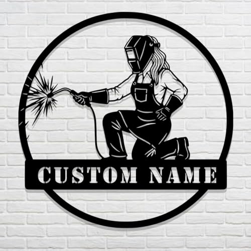 Personalized Welder Metal Sign for Women, Custom Welding Monogram Wall Art, Unique Decorative...