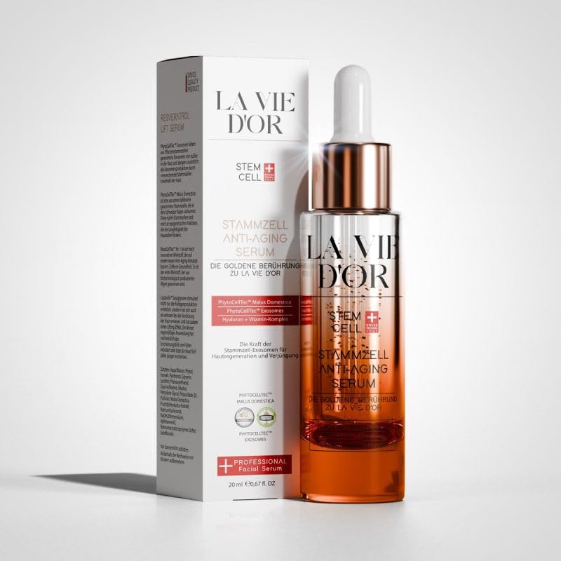 LaVieDor Komplettset – Anti-Aging Serum, Tagescreme mit LSF 30 & Lippenpflege, Stammzell-Technologie & Exosomen-Komplex, Lippenpflege mit Volumen-Effekt, Hochdosiertes Gesichtsserum mit Hyaluronsäure