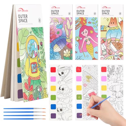 6er-Set Aquarell-Malbuch Für Kinder – Mit Wassertankpinsel, 72 Seiten, Messfrei & Leicht Zu Tragen