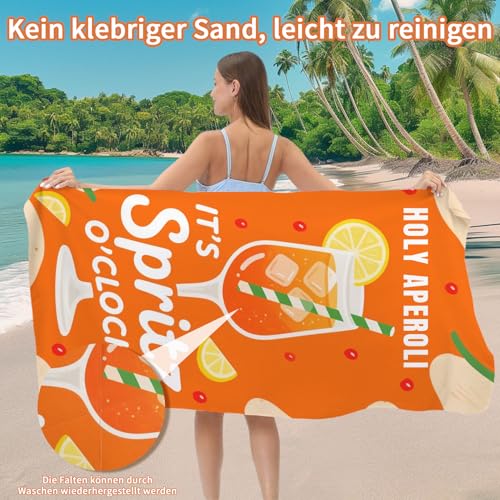 Aperol Geschenk Strandtuch 90x180cm, Aperol Strandtuch XXL 85% Polyester, Saugfähig und Schnell Trocknende, Sandfest Strandhandtuch Groß, Aperoli Spritz Accessoires Merch Deko Damen(Holy Aperoli)