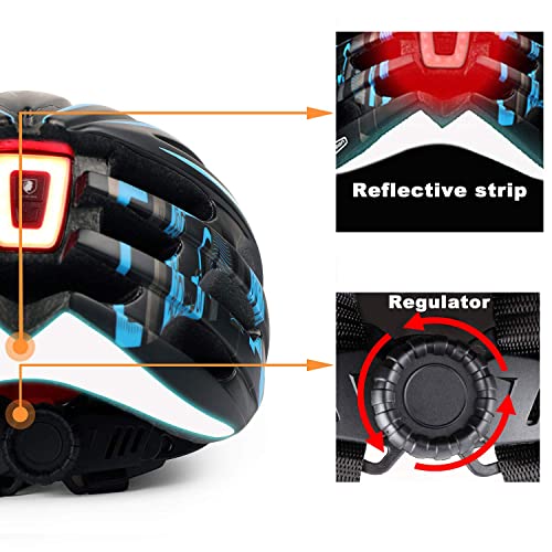 Shinmax Bike Helmet - USB Rechargeable Light & Detachable Magnetic Goggles UV Protective,Bike Helmet Adult Men,Lightweight Adjustable for Adult Men Women Mountain & Road (WT-049)
