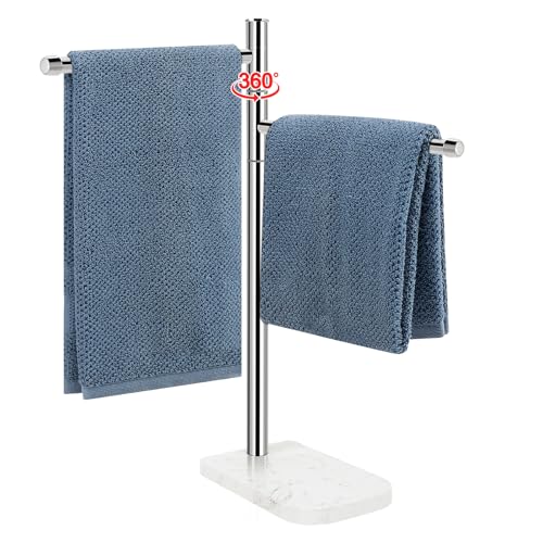 BathAce Hand Towel Holder, F-Shape Hand Towel Stand with Marble