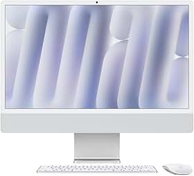 Apple 2024 iMac (de 24 polegadas, Chip M4 da Apple com CPU de 10 núcleos e GPU de 10 núcleos, 16GB Memória unificada, de 256 GB) - Prateado