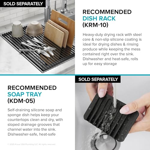 Image of KRAUS Premier 25-inch Drop In /Top Mount Single Bowl 18-Gauge Stainless Steel Kitchen Sink with Strainer, KTM101-25