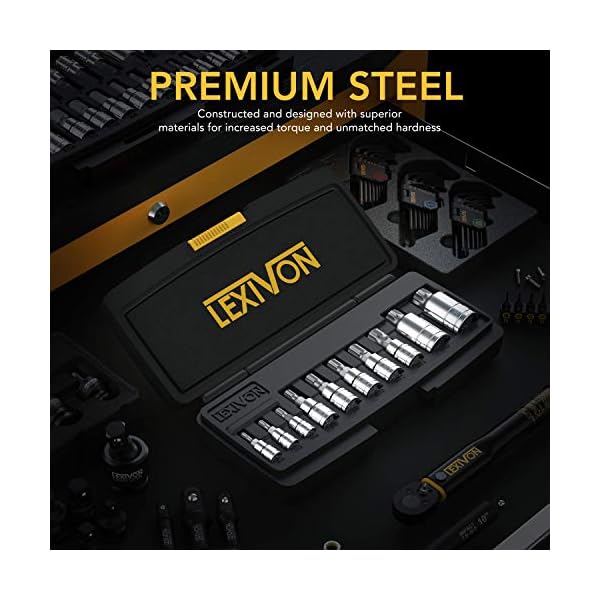 LEXIVON vielzahn satz XZN, vielzahn nuss Bit set, innenvielzahn 10-teilig, vielzahn nuss satz eseuropäisches, M4 -M18 bit xzn, Premium S2 Legierungsstahl, innen vielzahn stecknuss bitsatz (LX-145) – Bild 3