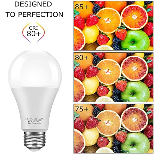Kindeep E26 Led Bulbs, 150W-200W Incandescent Bulb Equivalent, 23W, A21 Led Light Bulbs, 2500 Lumens, Not-Dimmable 6 Pack Daylight White 5000K #TOP2