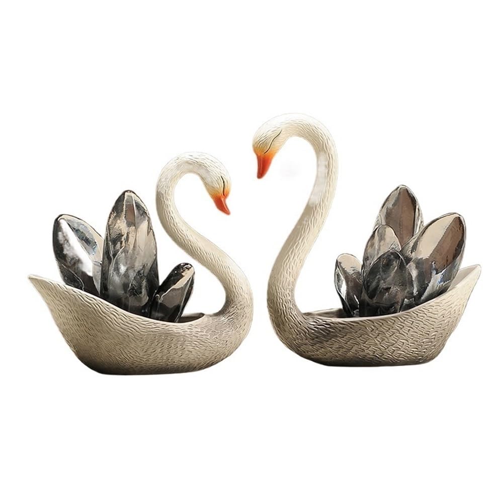 WQQYU6HKF Table Decorations A Pair Of Swan Ornaments Modern Light Luxury Entrance Home Decoration Art Sculpture Art Statue(Gris)