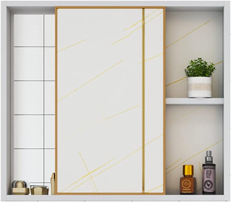Bathroom Mirror Cabinet, Hidden Mirror, Invisible Mirror, Wall Mounted Toilet, Storage Cabinet (White, 70 x 11 x 62 cm)