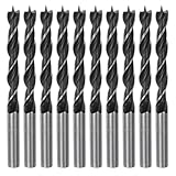 HARFINGTON 10pcs Brad Point Drill Bits 8.5mm(21/64') Dia Straight Round Shank Metric Brad Point Spiral Twist Drill Bits for Softwood Hardwood Plywood Plastic Rubber, Black