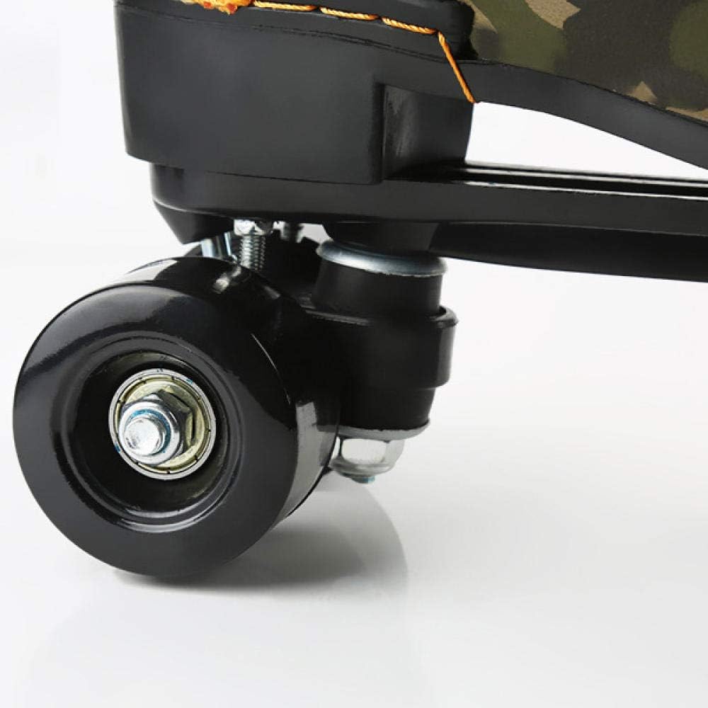 Quad Roller Skate Cowhide Shoes Flash Wheel Camouflage Fancy Roller Skates for Men and Women 9