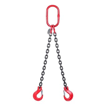 Lifting Slings Heavy Duty Chain, Chain Sling with Certified Weight Tag Dual Leg 1 3 5 7 Feet, 5/16 Inch Lifting Chains with Hooks for Cargo ControLoad 3 Ton L 0.5 M 1.6 FT 2 Hook