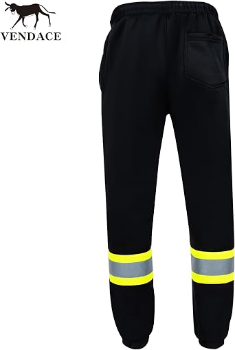 VENDACE Hi Vis Safety Sweatpants for Men Reflective High Visibility Winter Construction Work Pants Class E