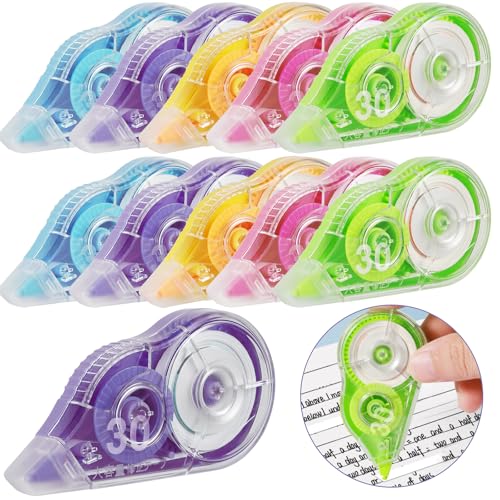 Nadinsta 10 Piezas 30m x 5mm Cinta Correctora, 5 Couleurs Cinta Correctora Correction Tape con Capuchón Protector para Material Escolar Oficina Hogar Estudiantes Adultos