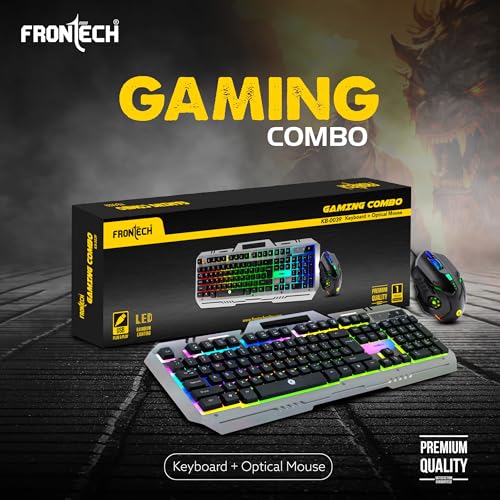 FRONTECH Wired Super Design Gaming Keyboard and Optical Mouse Combo with RGB Backlight Effects| 104 Membrane Keys | USB Plug & Play | Ergonomic &... - Image 2