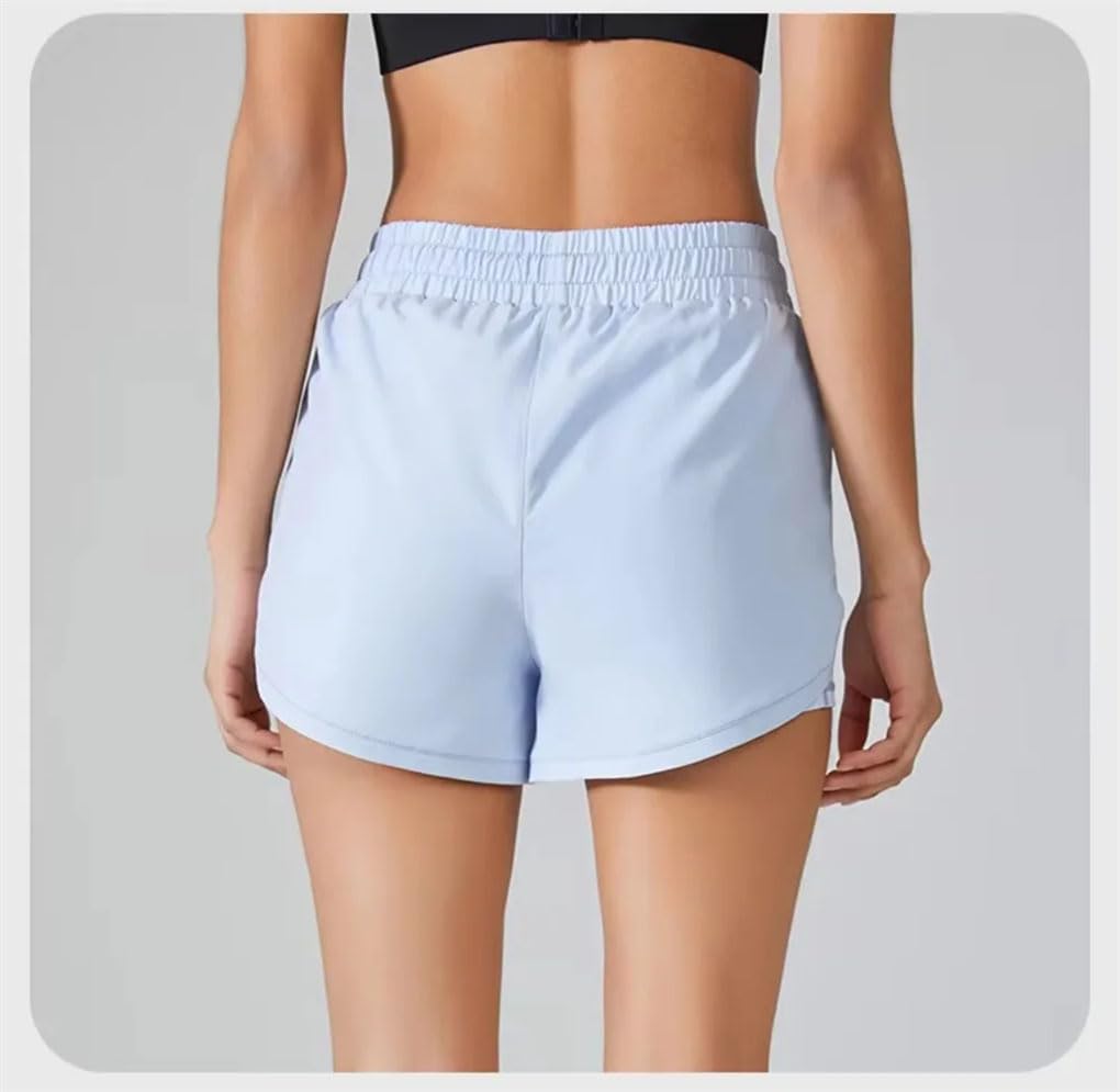 Damskie spodenki do biegania jednolity kolor elastyczna talia joga fitness sport jogging szorty