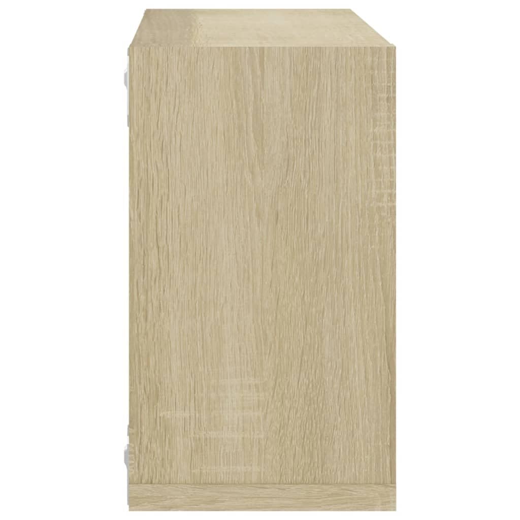 Scaffalature, mensole da parete e sporgenze, mensole cubiche da parete, 2 pezzi, rovere Sonoma, 26 x 15 x 26 cm