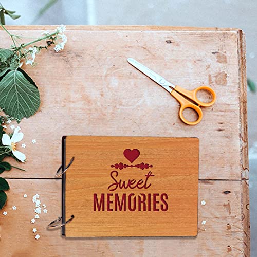 Image of 100yellow Memories Scrapbook - Photo Album Book for Unforgettable Moments, Customized Memory Book & Gifts| 40 A5 pages | Size : 15.2 cm x 21.5 cm |Wooden