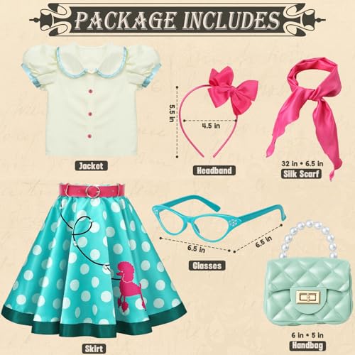 Disfraz completo años 50 para niñas con falda y accesorios miniatura 2
