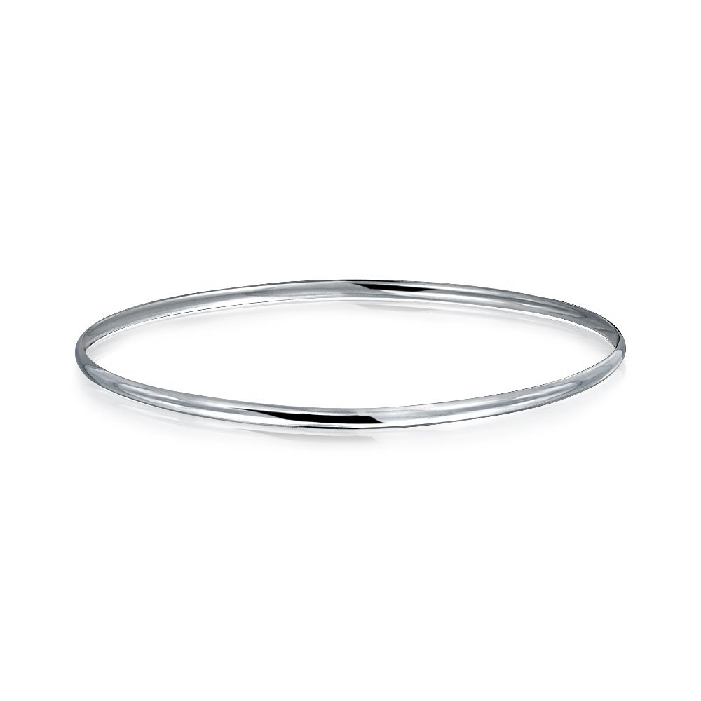 Personalizzato Plain Simple Round Square Flat Edge Layering Stacking Strong 2-3MM Shinny .925 Sterling Silver Bangle Bracelet Set For Women Teen Customizable
