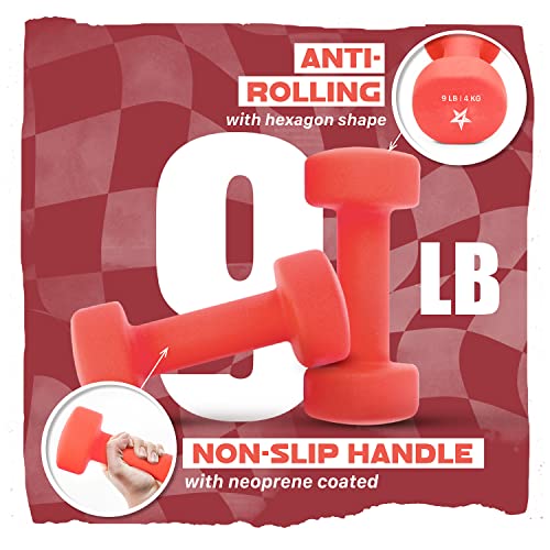 Yes4All 9 Lbs Dumbbells Neoprene With Non Slip Grip – Great For Total Body Workout – Total Weight: 18 Lbs (Set Of 2) #TOP2