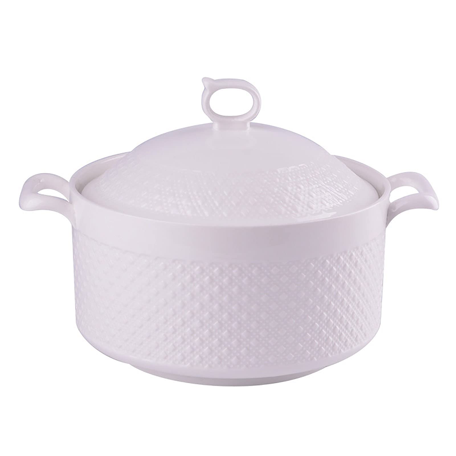 Keramik-Turene mit Doppelgriff, 2,2 l, weiße Auflaufform zum Backen, Servieren von Suppe, Eintöpfen und Nudeln