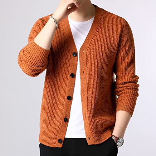 Lu's Chic Men's Long Sleeve Sweater Button Front Cardigans Ribbed Knit Slim Fit V Neck Cardigan Sweater Knitwear3