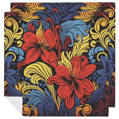 Servilletas de Tela Estilo Rojo y Amarillo Conjunto de 6 miniatura 1