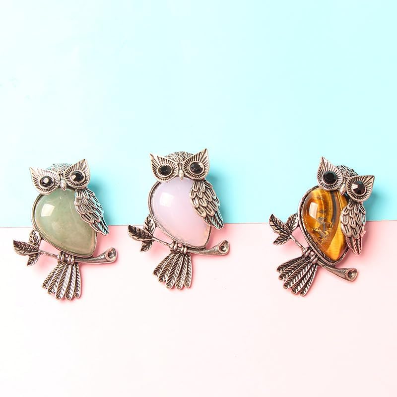 6PCS Crystal Stone Owl Pendant Charms - Random Color Gemstone, Handcrafted for DIY Jewelry & Christmas Decor - Image 7