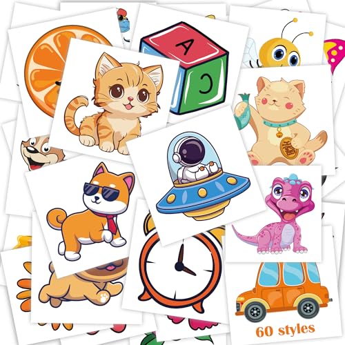 MDDRUIQI Back to School Supplies - Temporary Tattoo Kids - Fake Tattoos - Party Favors for Kids 8-12,Travel Crafts Gifts for 4-10 Girls Boys Birthday,60 Styles