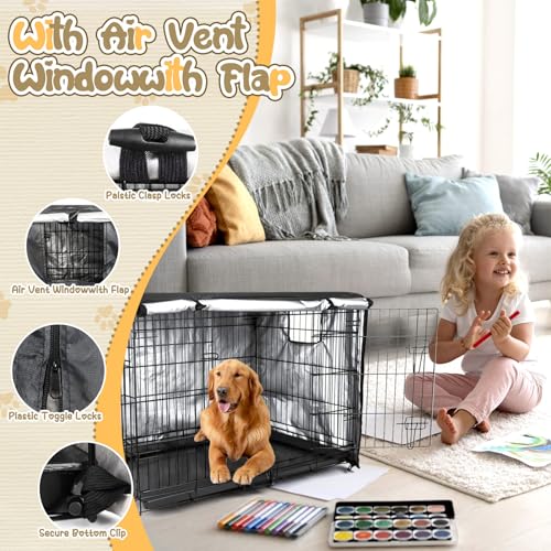 ZESTEFY Capa para caixa de cachorro, capa de canil de 91 cm, capas de caixa de porta dupla para gaio