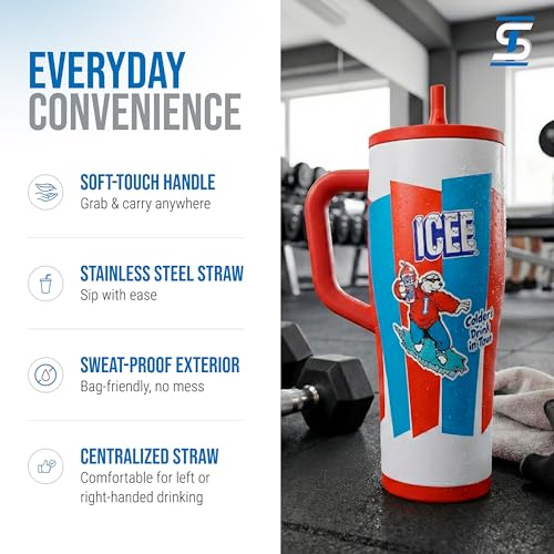 Image of Ice Shaker 40 oz Tumbler with Handle and Straw | 40oz ICEE | Cold for 30+ Hours | 2-in-1 Tumbler Shaker Bottle | Odor-Free 40 ounce Bottle for Water, Protein Shakes, Smoothies, Cocktails