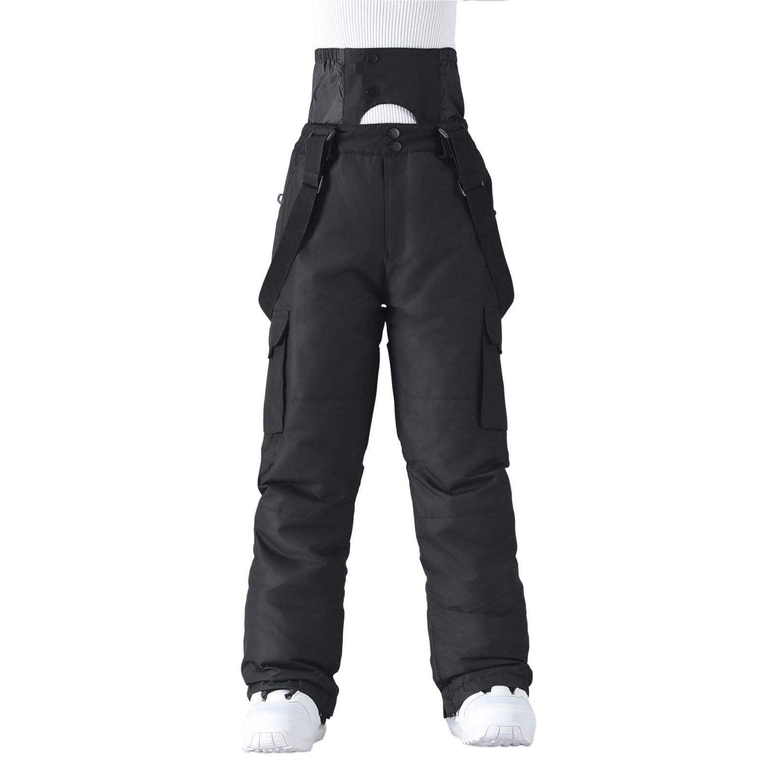 Pantalones de esquí de Color sólido para Hombre, Resistentes al Viento, cálidos, para Exteriores, con Doble Hombro, Deportivos y cómodos, con Bolsillos Laterales Dobles