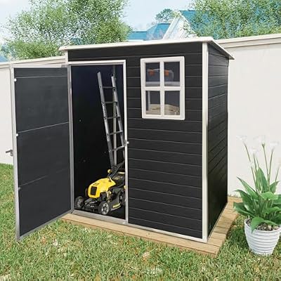 VeroFree 5 Ft 3 Ft Outdoor Plastic Storage Shed with Floor – Black, Durable Weather Design for, Patio Backyard Organization (1 Doors)
