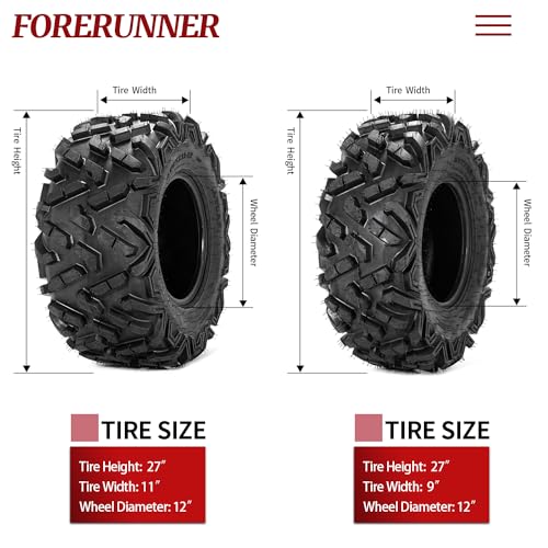 Image of FORERUNNER 27x9-12 & 27x11-12 ATV Tires, All Terrain (Pack of 4, Tubeless) | FORERUNNER 6PR 27x9-12 & 27x11-12 ATV UTV Trail Sand Mud Off-Road Tires