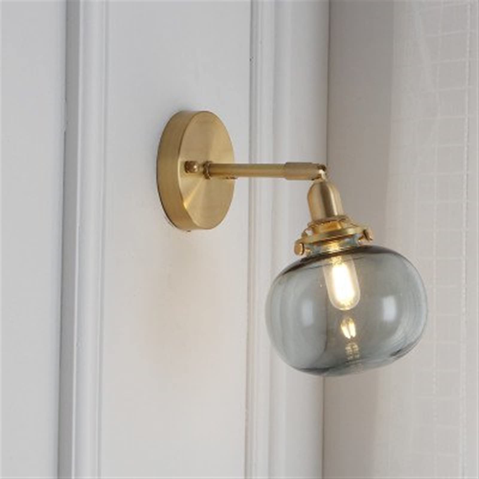 ZTCHSENZT Wall Sconces, Nordic Copper LED Wall Lamp Beside Bedroom Bathroom Mirror Glass Ball Wall Light Fixtures Wandlamp,4