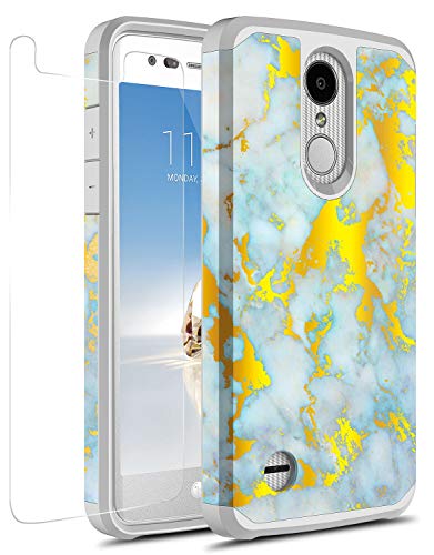 Rosebono Hybird Graphic Case for LG Zone 4 / LG Aristo 2 / LG Rebel 3 LTE/LG Rebel 2 LTE/LG Tribute Dynasty/LG Aristo/LG Phoenix 3 / LG K8 (2017) / LG Fortune/LG Risio 2 (Gold White Marble)