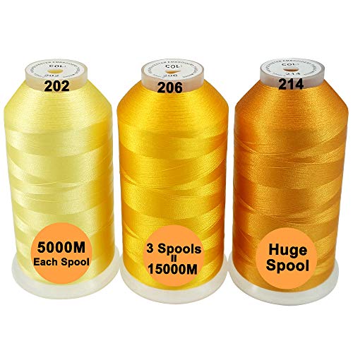 New brothreads -32 Options- Various Assorted Color Packs of Polyester Embroidery Machine Thread Huge Spool 5000M for All Embroidery Machines - Different Yellows