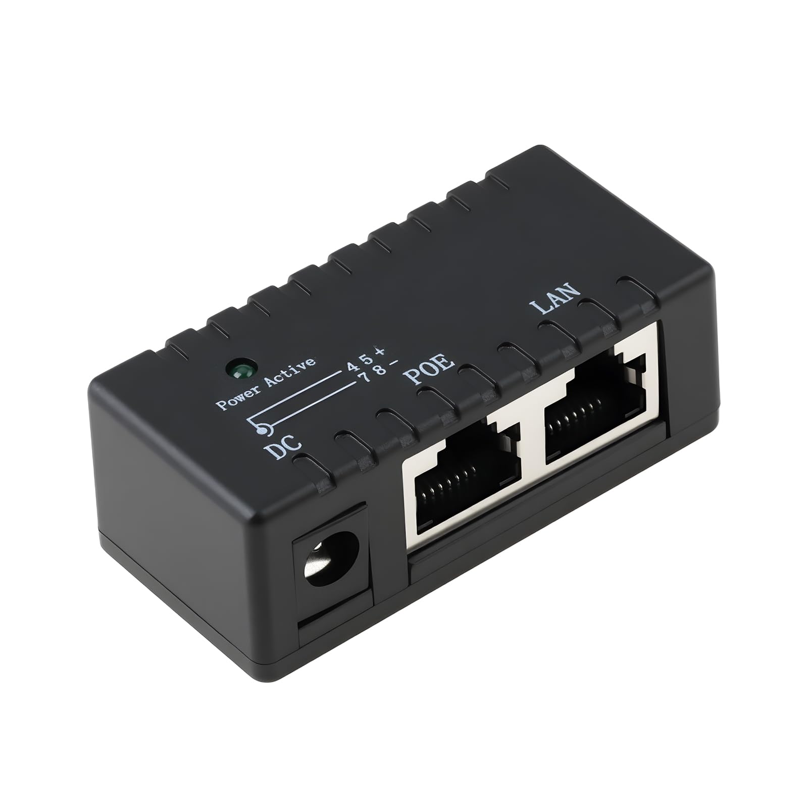 YINETTECH POE Injector DC5521 48V 0.5A for 12V 24V 48V Ethernet Power Supply Black