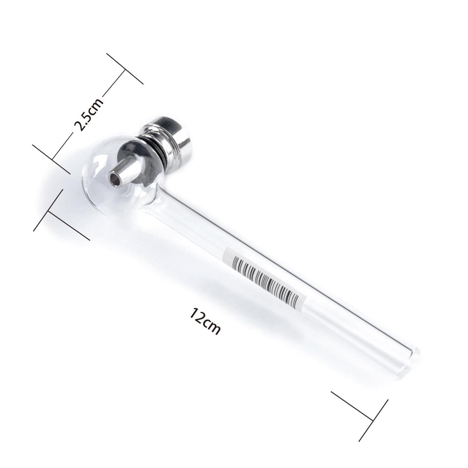 HIBRON Pipa de Vidrio para Fumar, Con Cazoleta Metálica, Portátil, Fácil de Llevar y Limpiar, Para Fumar de Forma Relajada, (Pequeño, 12)