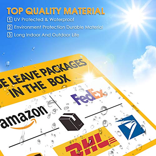 Package Delivery Sign Delivery Instructions Sign 2 Pack Leave Packages In The Box Sign ,Two For One : 1 Pcs Super Tough Pvc+1 Pcs Self Adhesive Vinyl , Rust-Free, Weather-Proof #TOP4