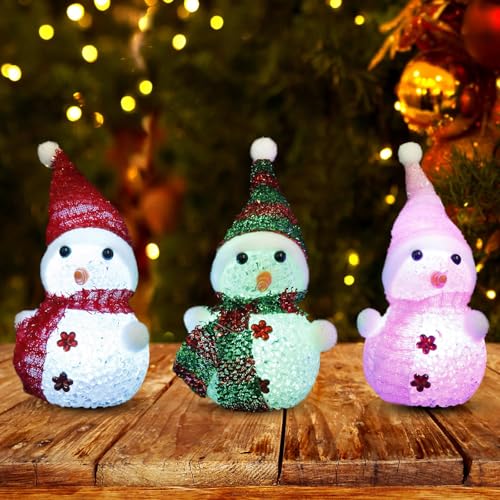 TaimeiMao LED Schneemann Weihnachtsdeko, 3 Stück Leuchtfigur...